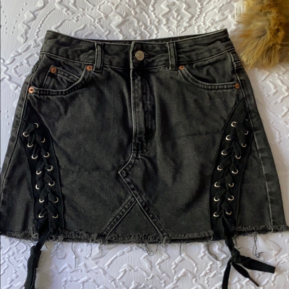 Topshop tie denim skirt